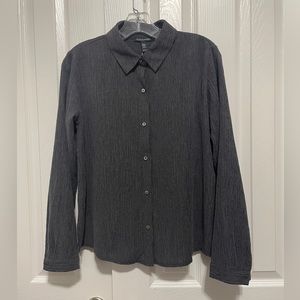 NWT Eileen Fisher Woven Plissé Classic Collar Shirt